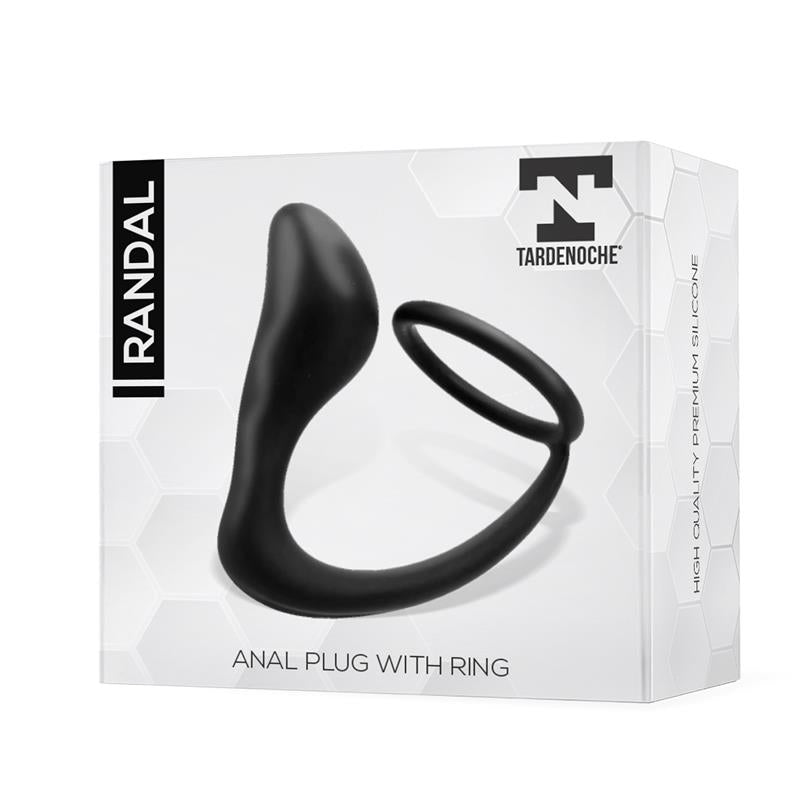 Plug Anal Randal con Anillo para el Pene Silicona Negro - TARDENOCHE
