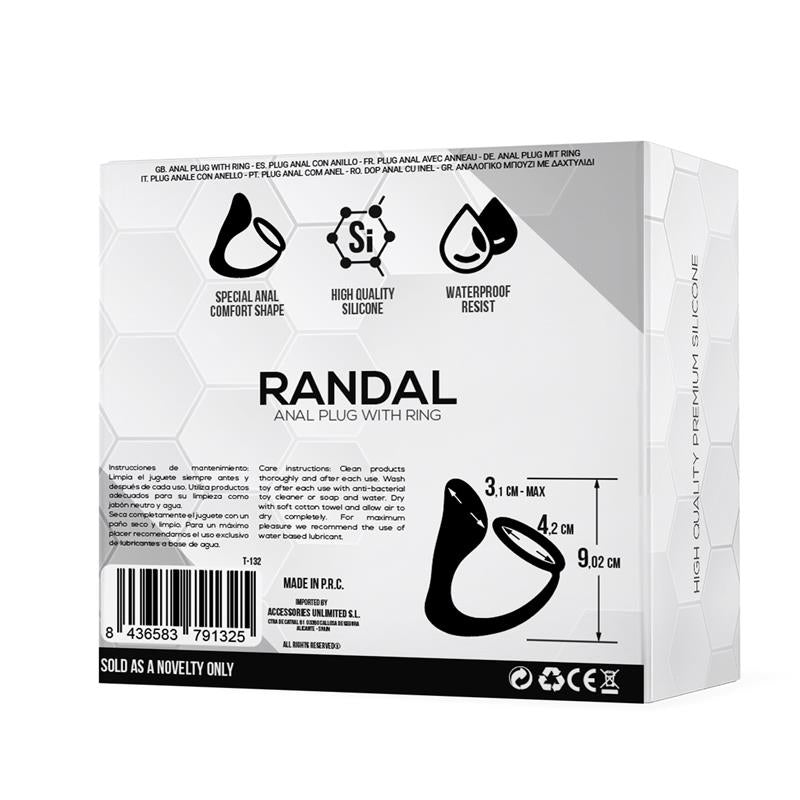Plug Anal Randal con Anillo para el Pene Silicona Negro - TARDENOCHE