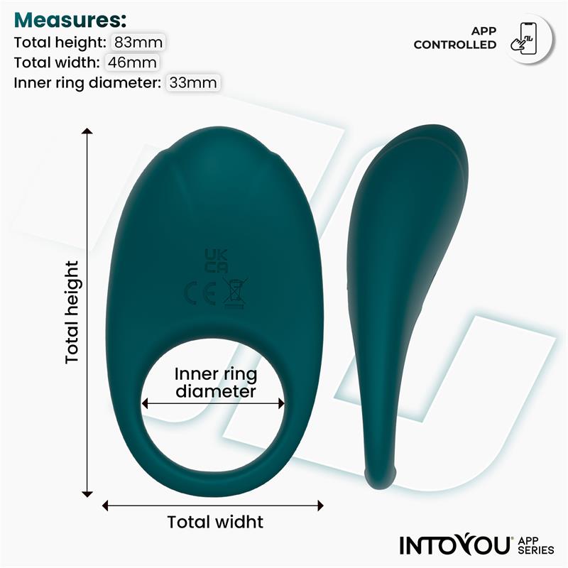 Anillo Ringo Vibrador con APP Unibody Azul / Verde- INTOYOU APP SERIES