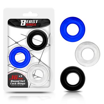 KIT 3 Anillos para el Pene 3 Colores 1.6 cm - BEAST RINGS - INTOYOU
