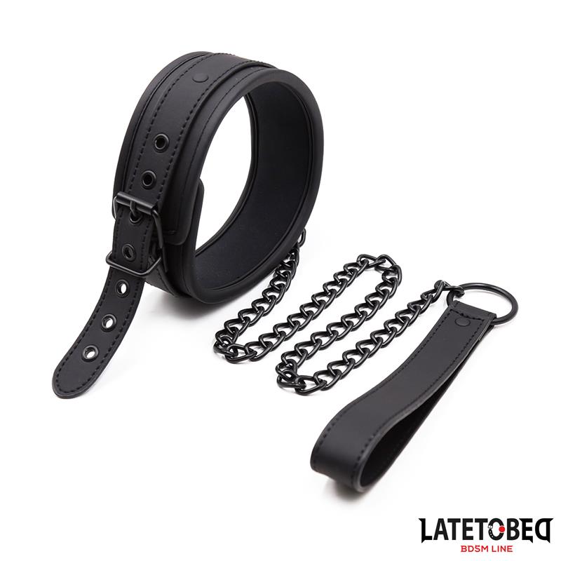 Set Collar y Correa Neopreno Negro - LATETOBED BDSM LINE