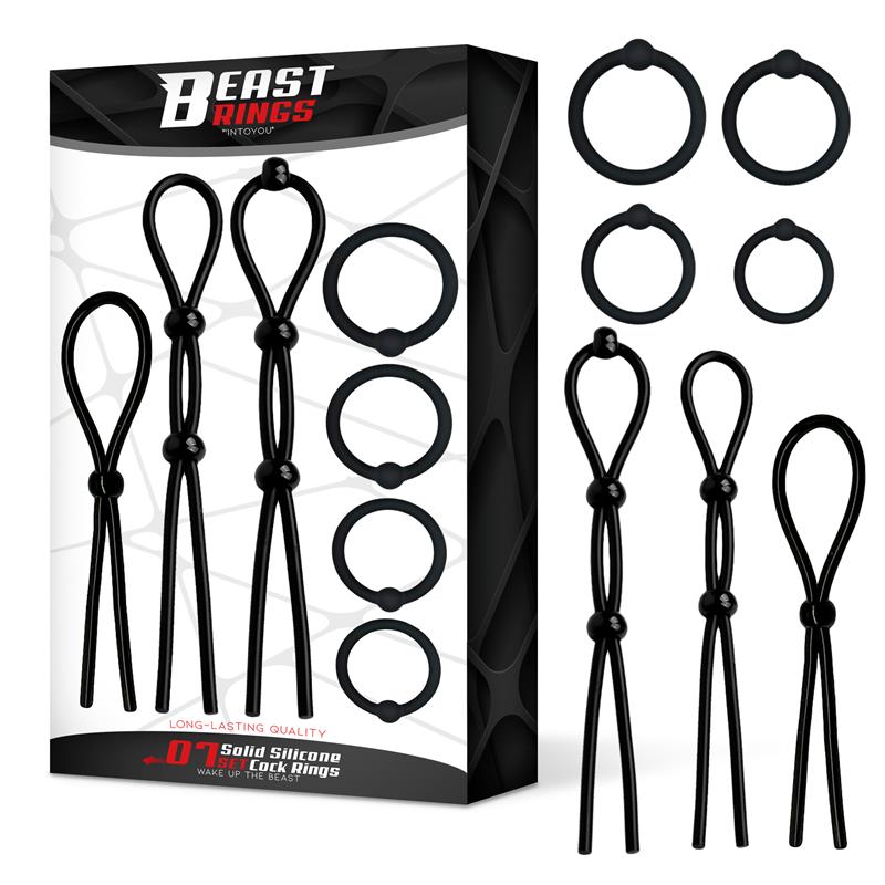 Anillos Set de 7 para el Pene Silicona Sólida - BEAST RINGS