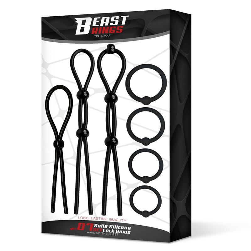 Anillos Set de 7 para el Pene Silicona Sólida - BEAST RINGS