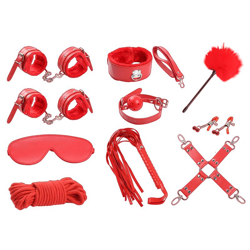 Set de Bondage 10 Piezas Rojo / Purpura - INTOYOU