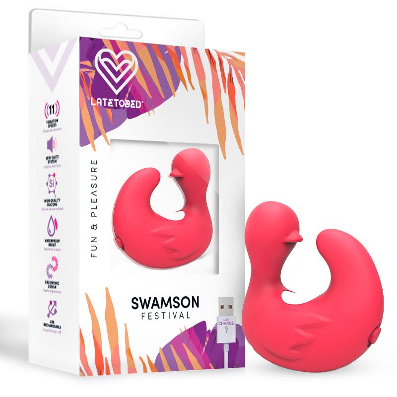 Anillo dedal Swamson Patito Estimulador USB Silicona Negro / Violeta / Rosa - FESTIVAL - LATETOBED