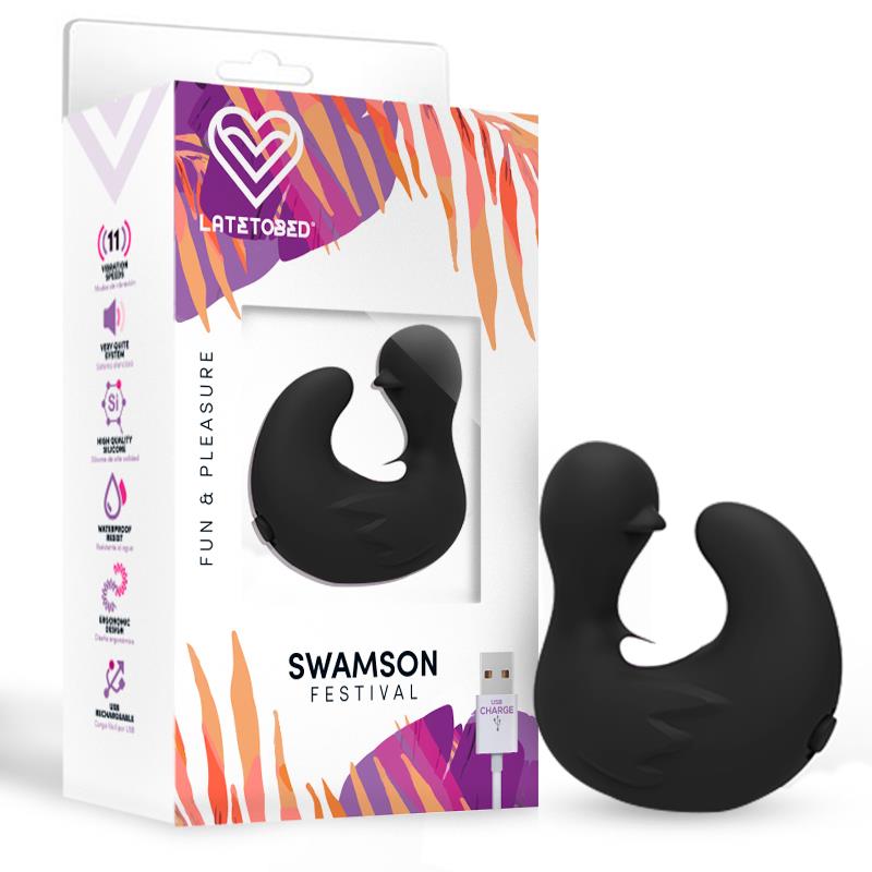 Anillo dedal Swamson Patito Estimulador USB Silicona Negro / Violeta / Rosa - FESTIVAL - LATETOBED