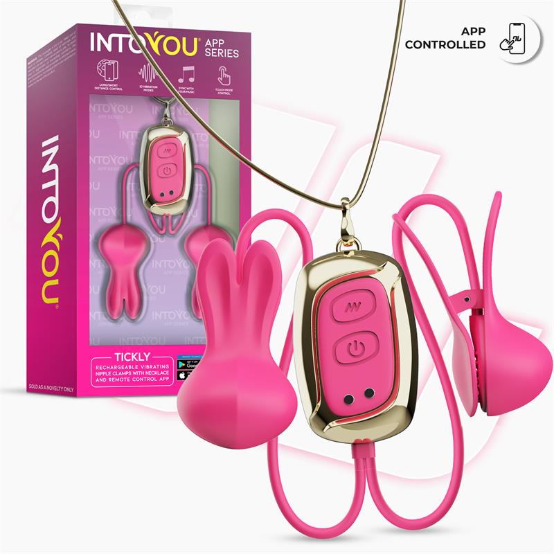 Pinzas Tickly para Pezones con Vibración, Control y Collar con APP - INTOYOU APP SERIES